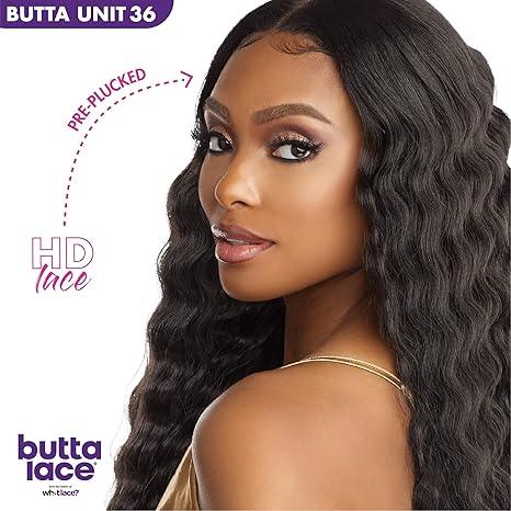 HD lace human hair wig with pre-plucked edges, natural body waves, Butta Unit 36