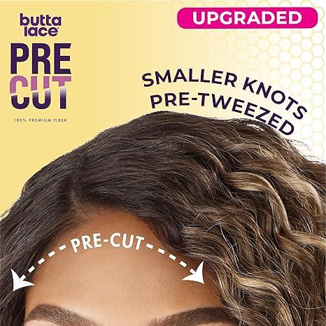 Pre-cut lace front wig with smaller knots, pre-tweezed for natural hairline, upgraded premium fiber