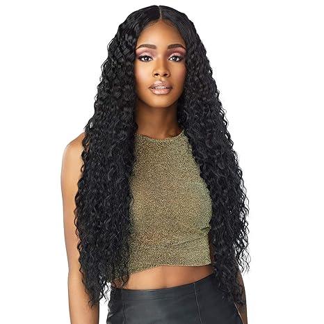 Long curly human hair wig with natural voluminous waves, perfect for stylish everyday looks.