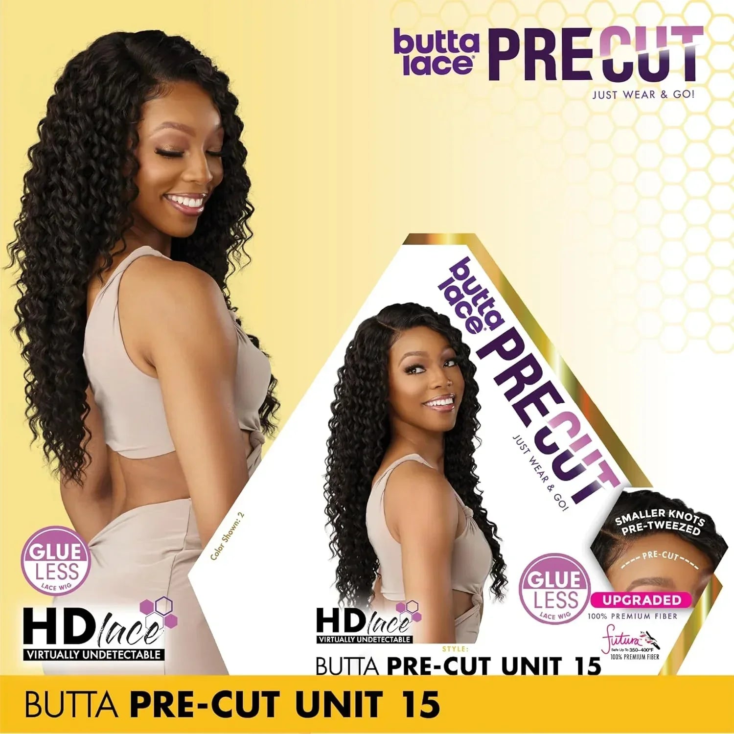 Butta Pre-Cut Unit 15 glueless lace wig with HD lace and pre-tweezed knots for natural wear