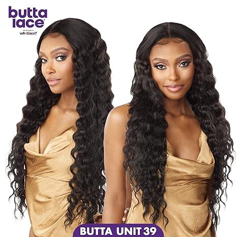 Butta Lace human hair wig with deep waves, natural-looking lace front, styled in voluminous curls