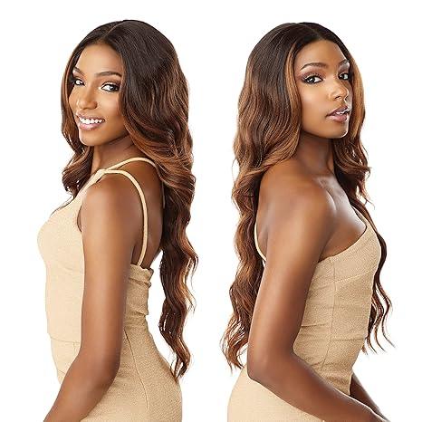 Natural-looking human hair wig with long, wavy ombre styling for versatile beauty looks