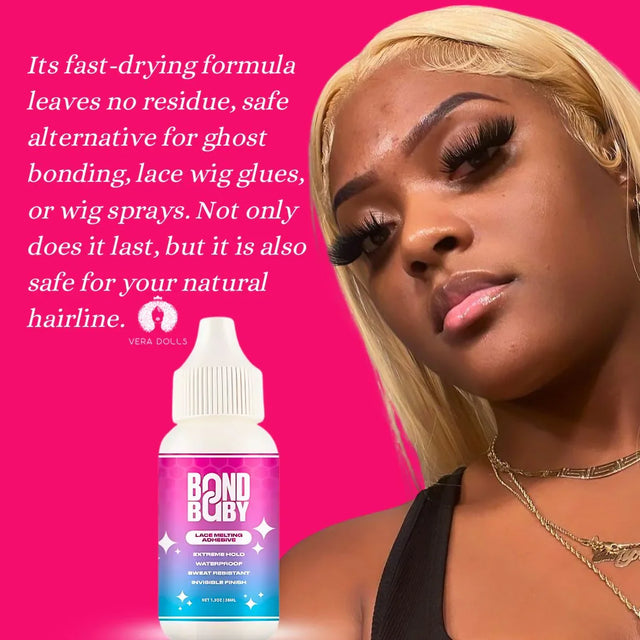 Bond Baby lace wig adhesive for secure, residue-free hold with natural hairline protection