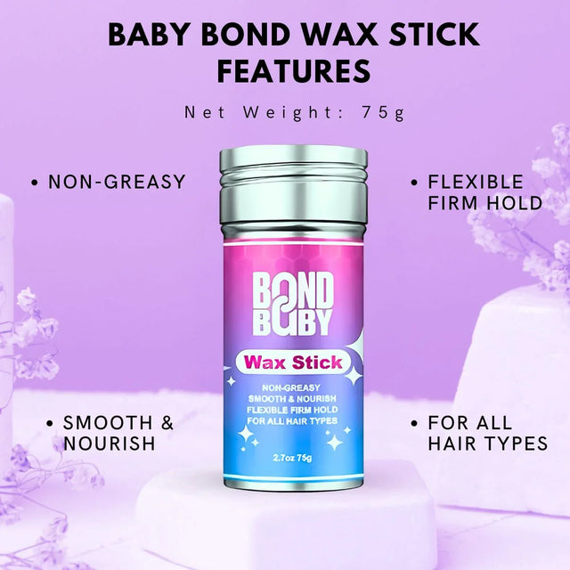 Bond Baby Wax Stick for all hair types, non-greasy, smooth & nourish, flexible firm hold, 75g