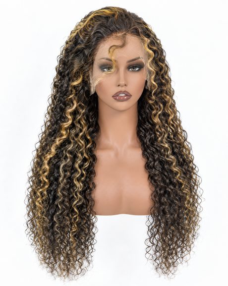 Bohemian 15A Transparent 13x4 Full Frontal 180 Density Natural Black & Blonde 27