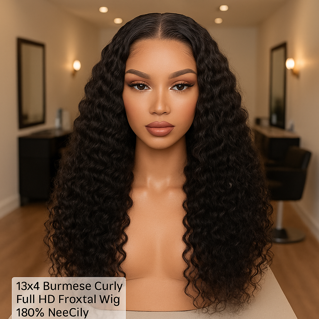 Veradolls 13x4 HD Lace Wig – Burmese Curly Texture, Invisible Knots, 180% Fullness