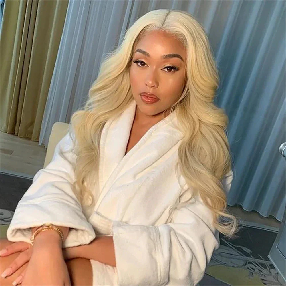 Blonde human hair wig with natural waves, styled for everyday elegance and comfort.