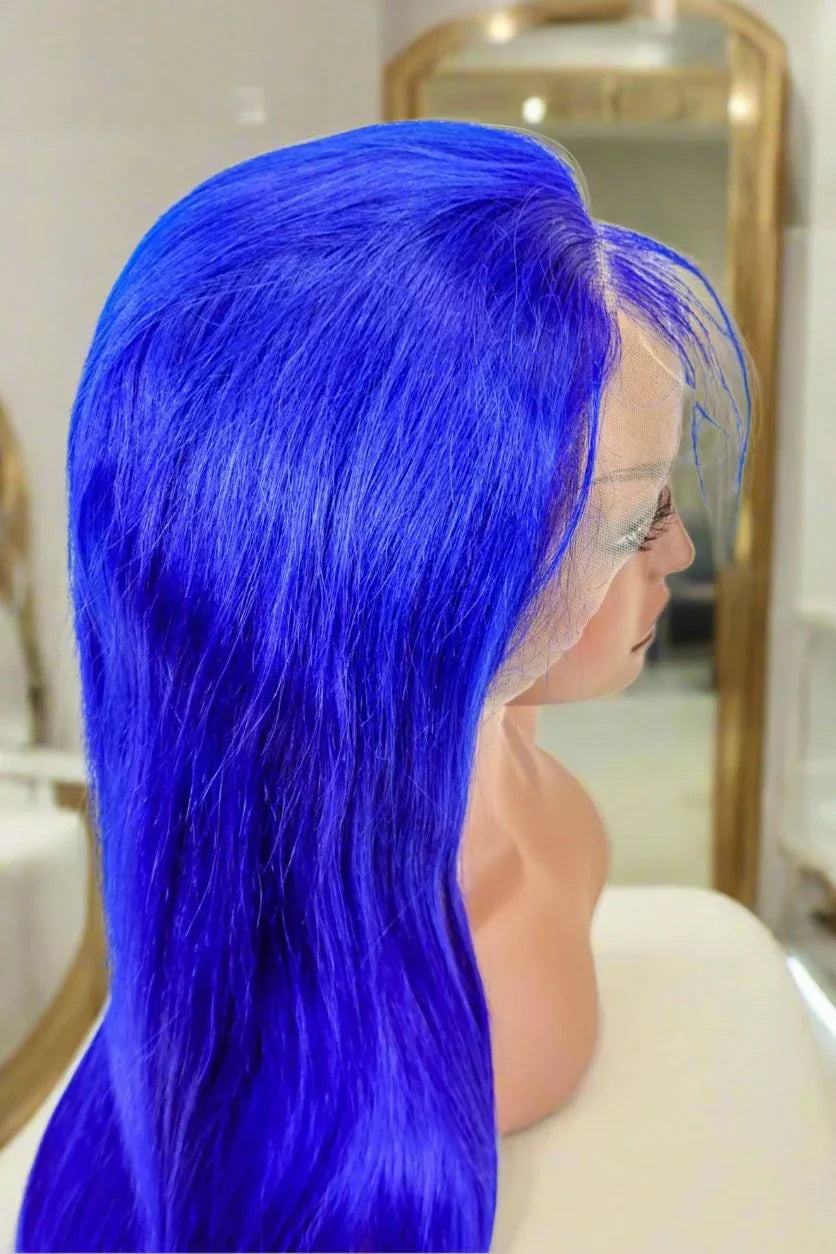 Straight 15A Transparent 13x4 Full Frontal 180 Density Blue