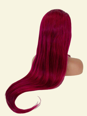 Vera Dolls 100% Human Hair 13x4 99j Burgundy Straight Glueless HD Lace Front Wig