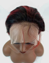 Straight 15A Transparent 13x4 Full Frontal 180 Density Black/Red