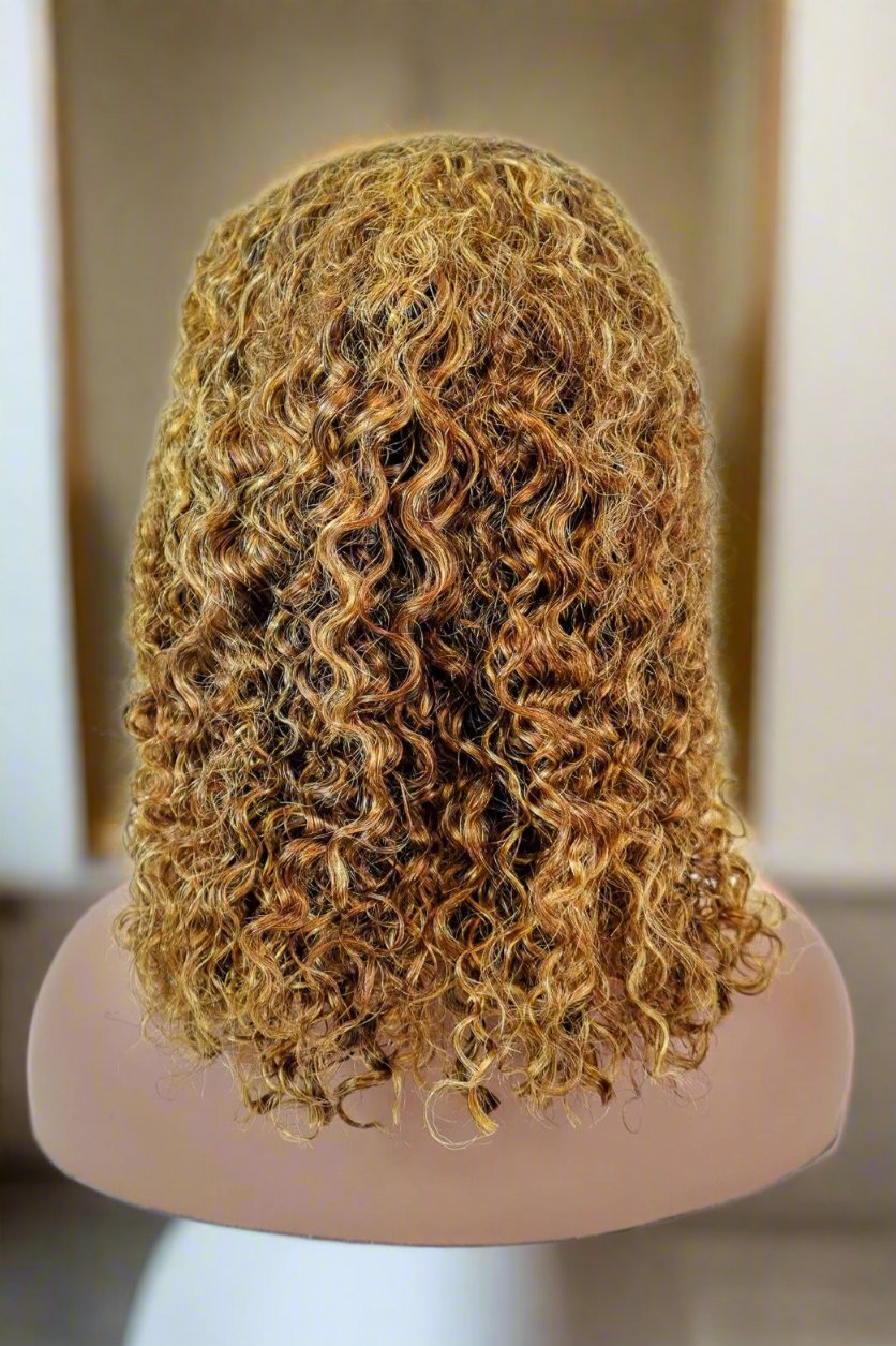 15A Grade Natural Highlight Bohemian Curly Bob 13x4 Ear to Ear Glueless HD Lace Wig | 100% Human Hair 180% Density