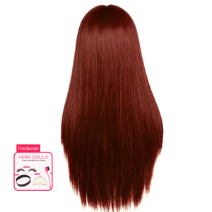 Vera Dolls 100% Human Hair 13x4 33 Auburn Straight Glueless HD Lace Front Wig