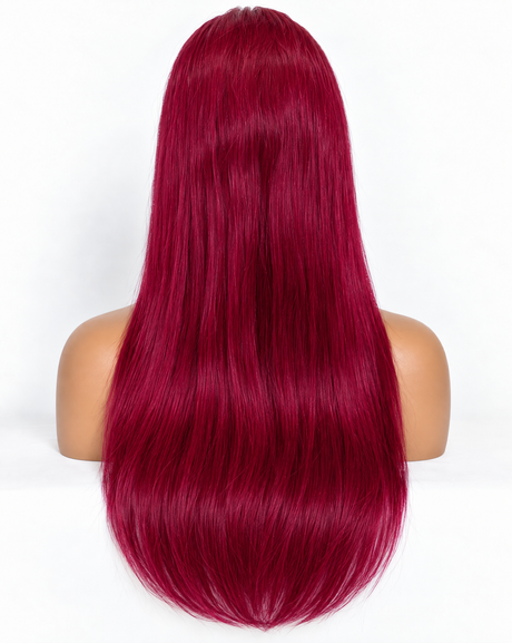 Straight 15A Transparent 13x4 Full Frontal 180 Density Burgundy