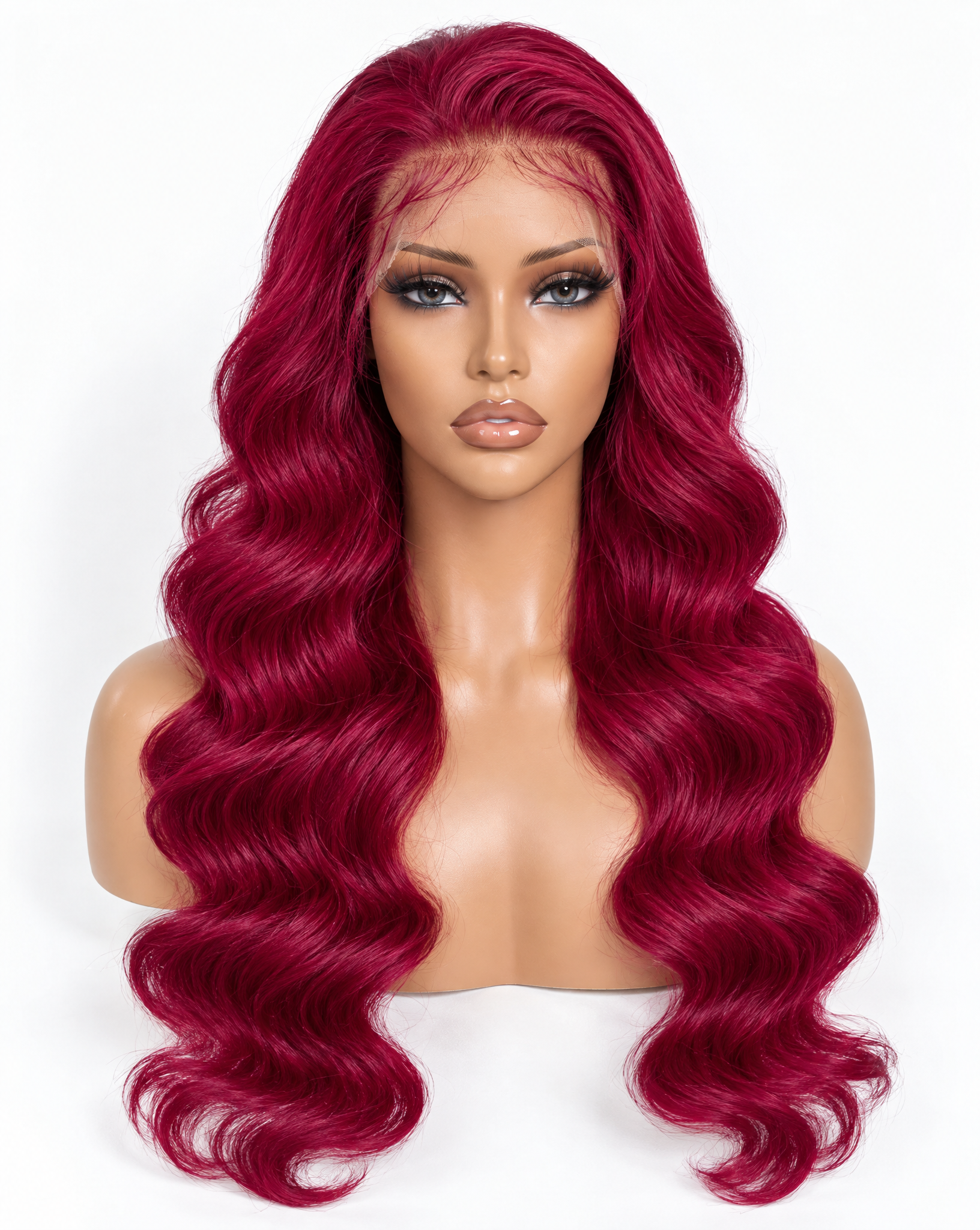 Body Wave 15A Transparent 13x4 Full Frontal 180 Density Burgundy