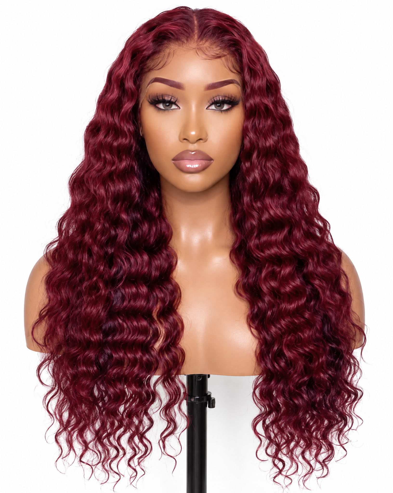 Deep Wave 15A Transparent 13x4 Full Frontal 180 Density Dark Burgundy/99J