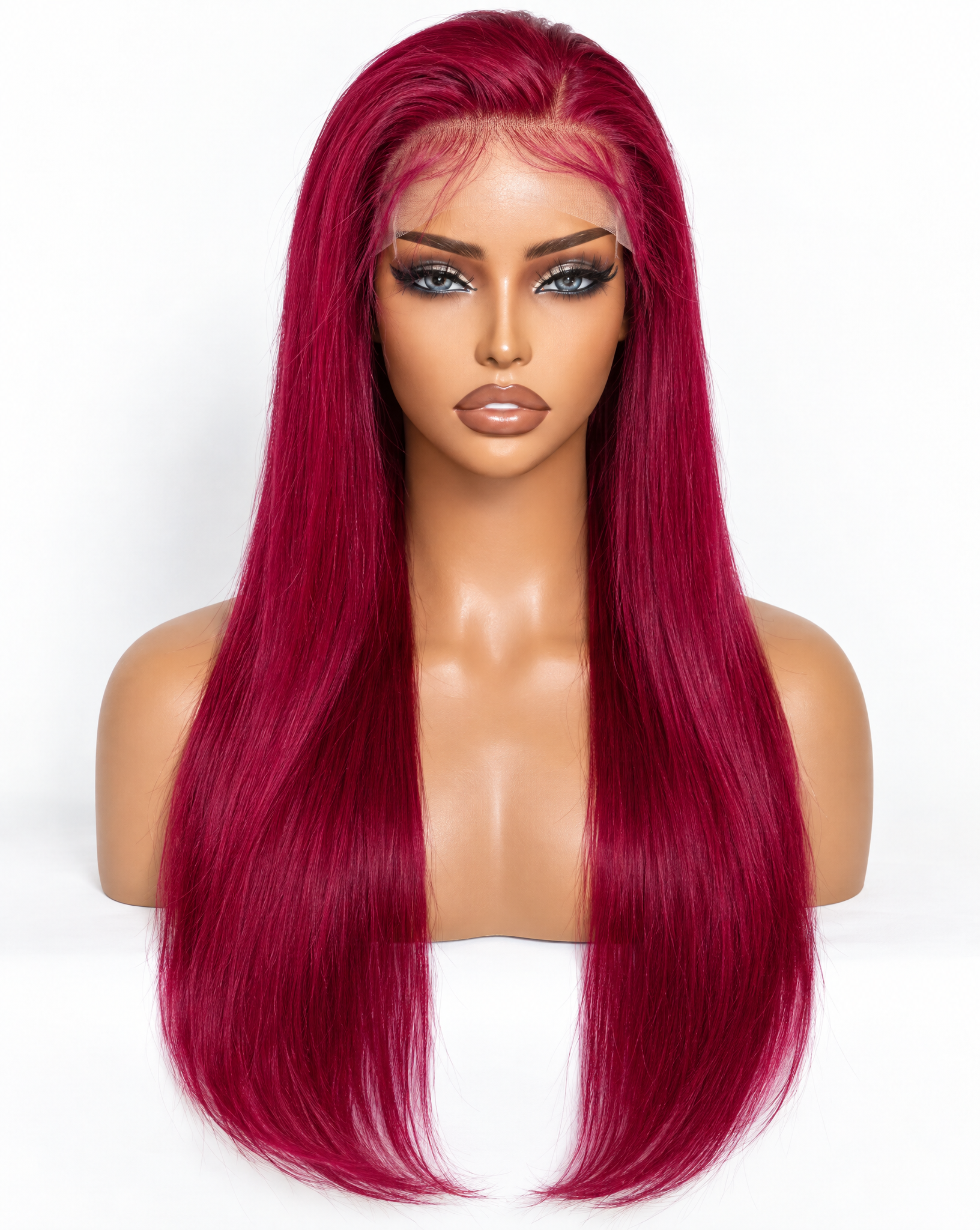 Straight 15A Transparent 13x4 Full Frontal 180 Density Burgundy