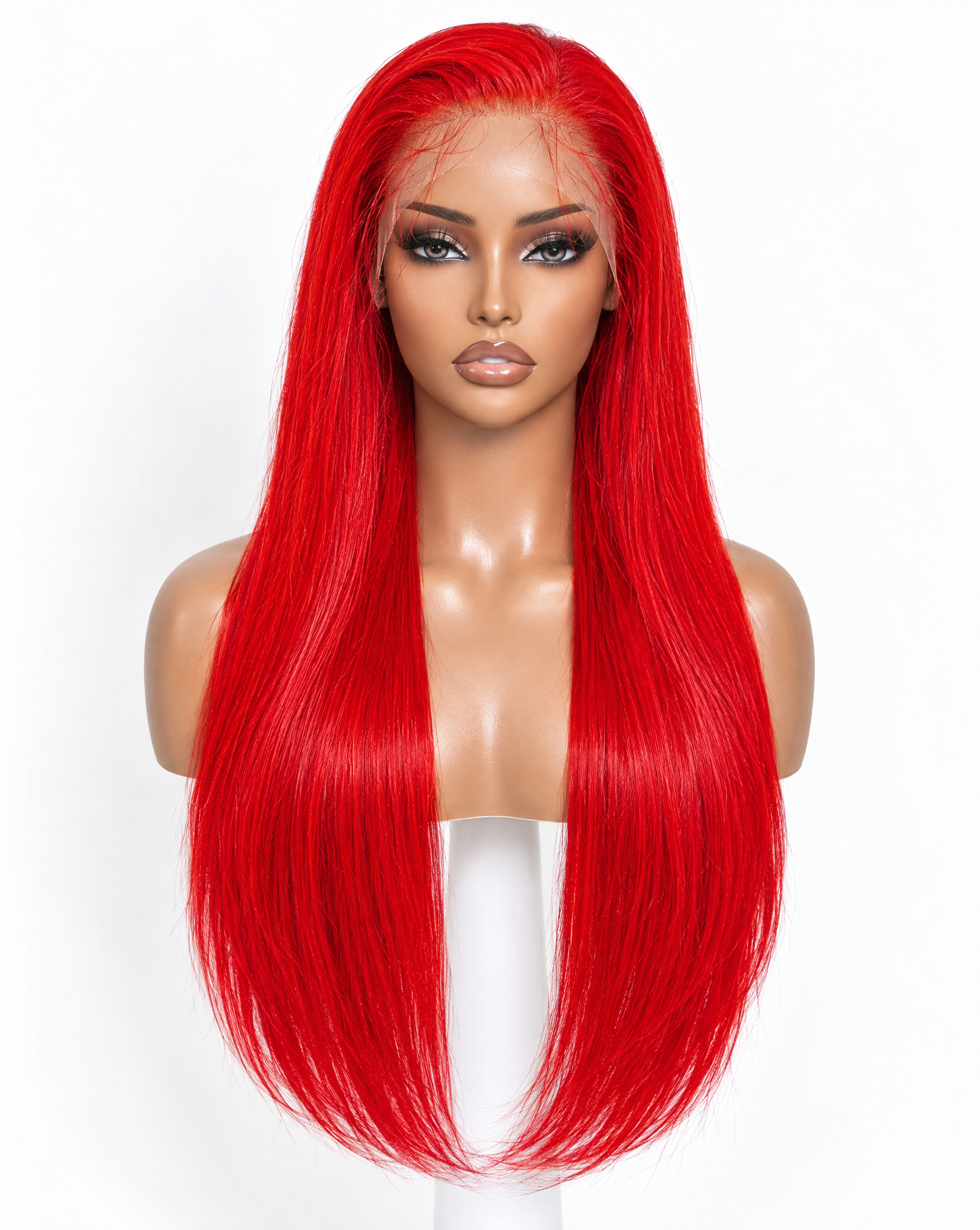 Straight 15A Transparent 13x4 Full Frontal 180 Density Fire Red