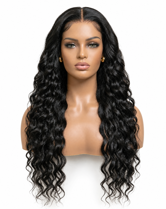 Deep Wave Natural 15A Grade HD Lace Frontal 13x4 Wig 180 Density