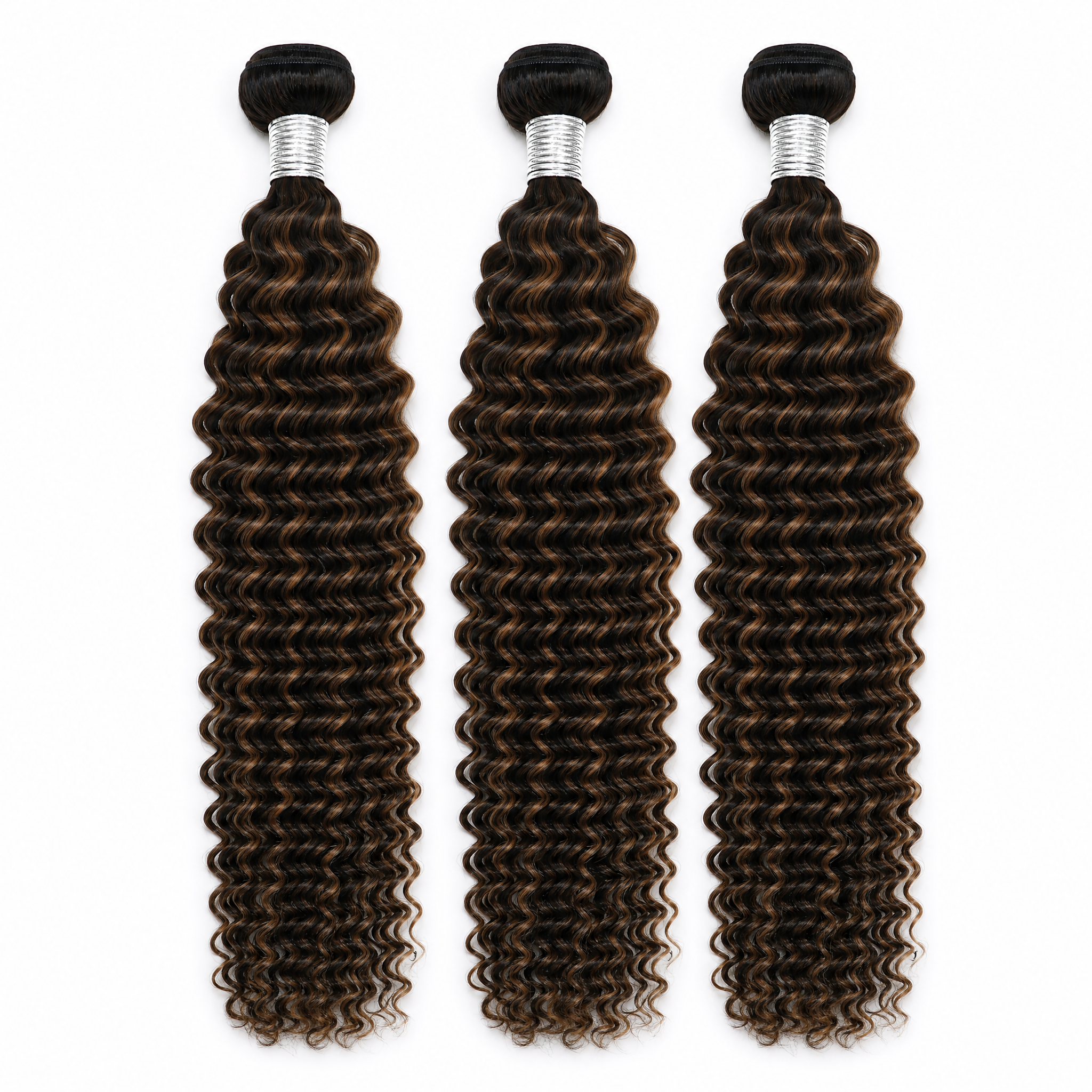 Highlight 2/4 Deep Curl Three Hair Bundle | 100% Natural Virgin Human Hair