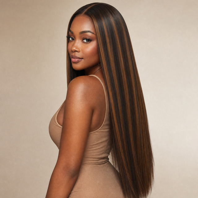 Highlight 2/4 Straight Single Hair Bundle | 100% Natural Virgin Human Hair