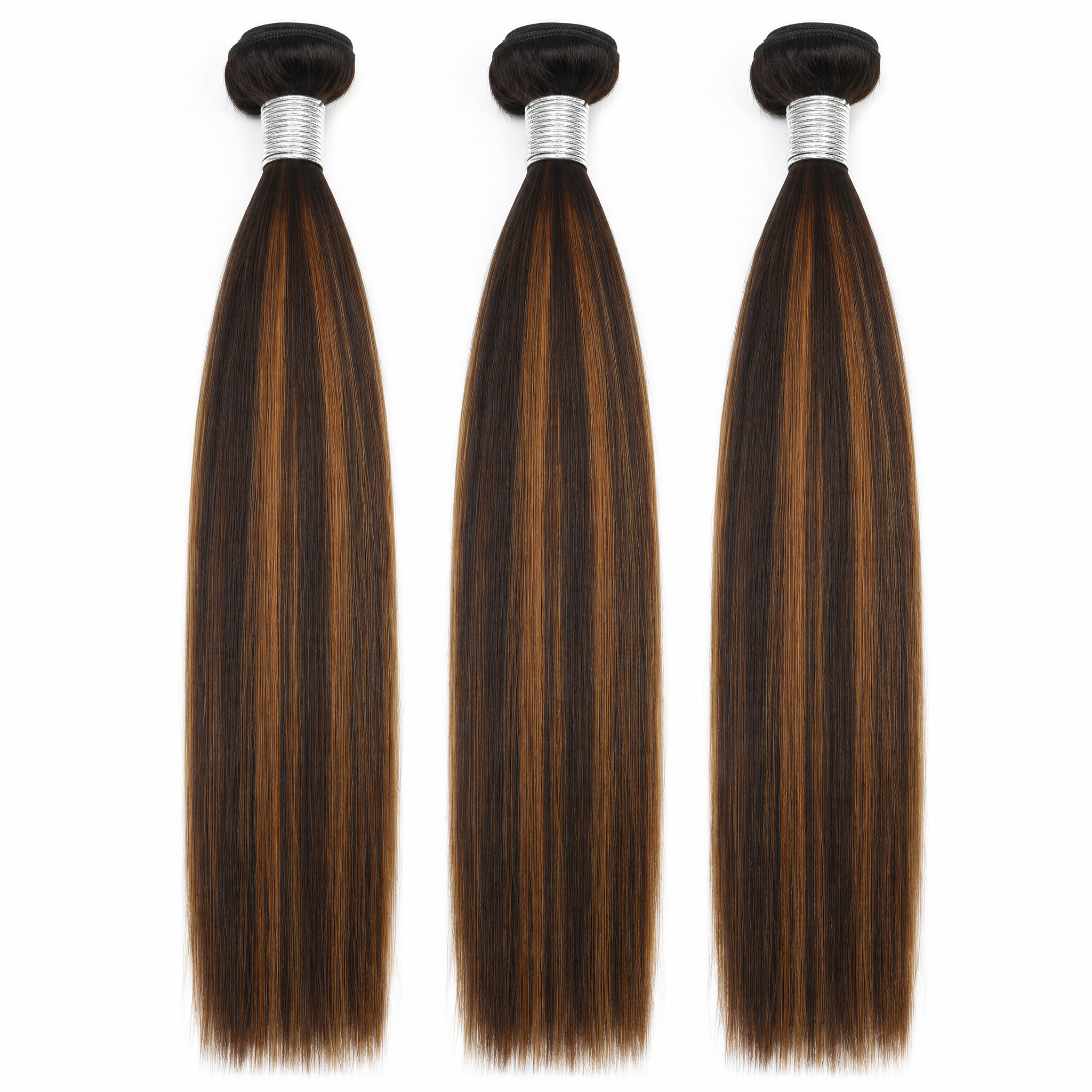 Highlight 2/4 Straight Three Hair Bundle | 100% Natural Virgin Human Hair