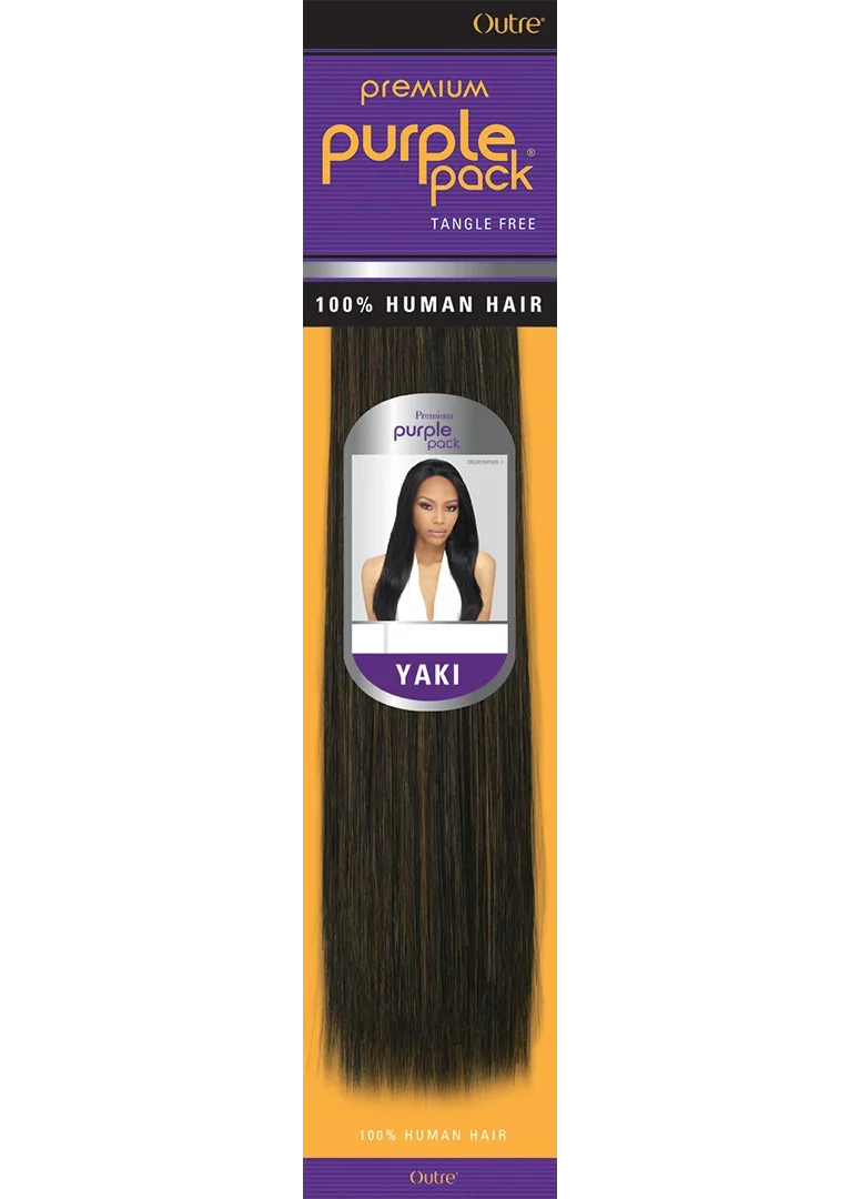Outre Premium Purple Pack Yaki 100% human hair extensions, tangle-free straight bundles for natural styling