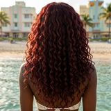 Deep Wave 15A Transparent 13x4 Full Frontal 180 Density Dark Burgundy/99J
