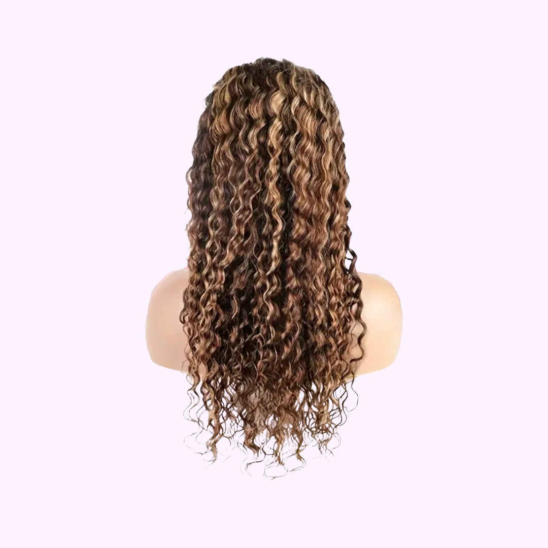 180% Density |  13x4 Highlight  Water Wave Frontal HD Lace Wig                                            Glueless Free Part Long Wig 100% Human Hair - Premium  from Vera Dolls - Just $149.99! Shop now at VeraDolls