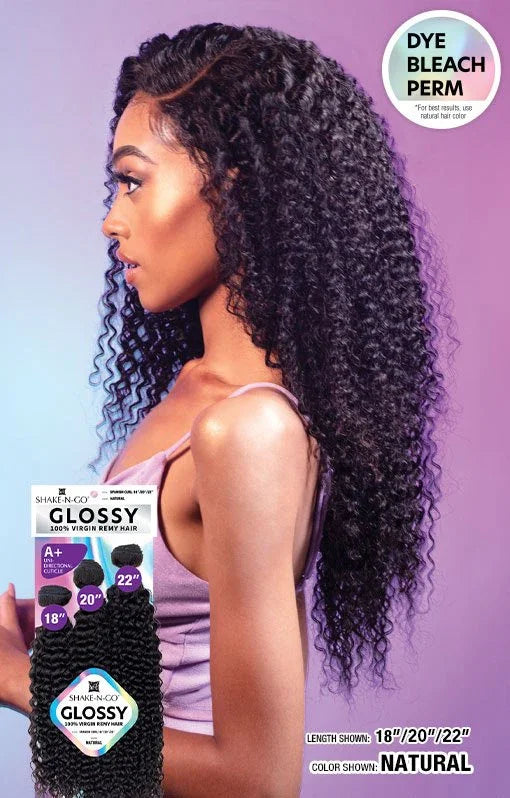 Natural curly human hair bundles for dye bleach perm, 18/20/22 inch lengths shown