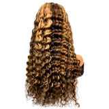 180% Density Glueless 13x4 Water Wave Wig Highlight HD Lace Frontal Human Hair