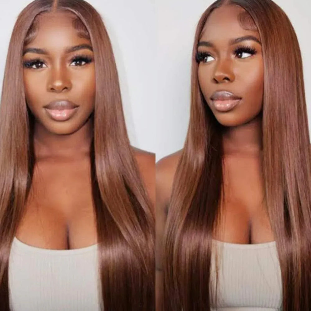 15A Grade 13x4 Chocolate Straight Glueless HD Lace Front Wig | 100% Human Hair 180% Density