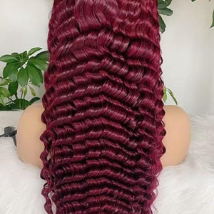 Burgundy Deep Wave Wig | 13x4 Lace Front | Natural Human Hair | Veradolls