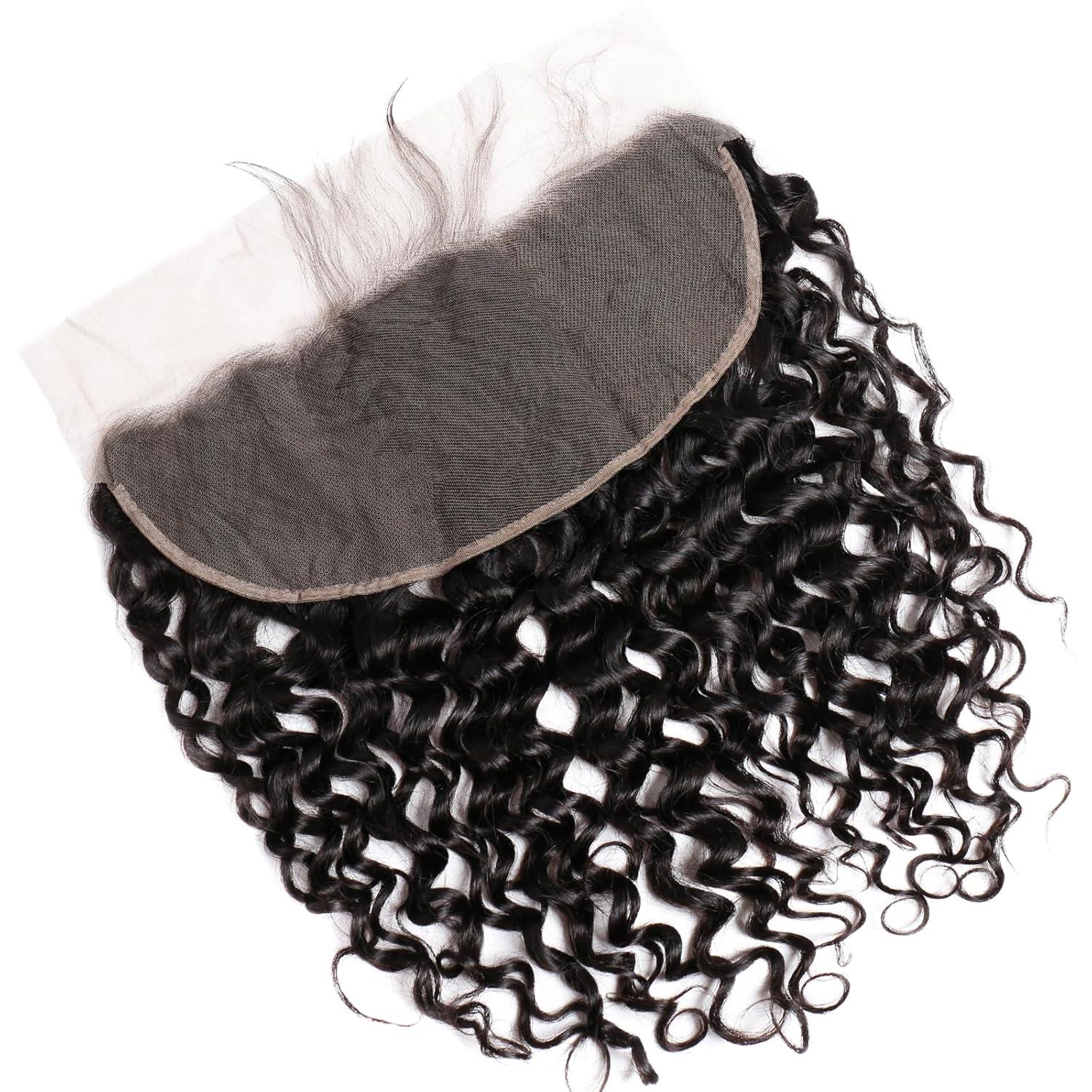 Deep curly human hair lace closure with transparent base for natural styling