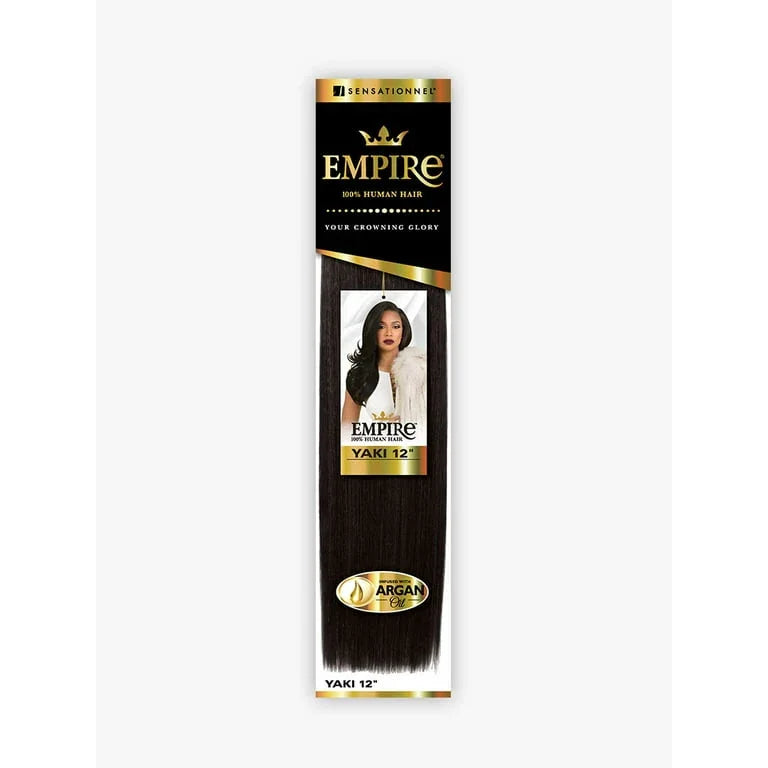 Empire Yaki 12" 100% human hair extension with argan oil, sleek straight texture for natural styling