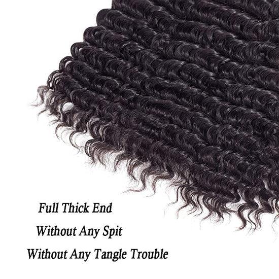 Full thick human hair bundles with deep curls, no spit or tangle trouble