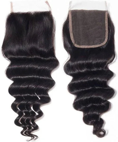 Body wave human hair closure with lace front, natural black color, ideal for seamless styling