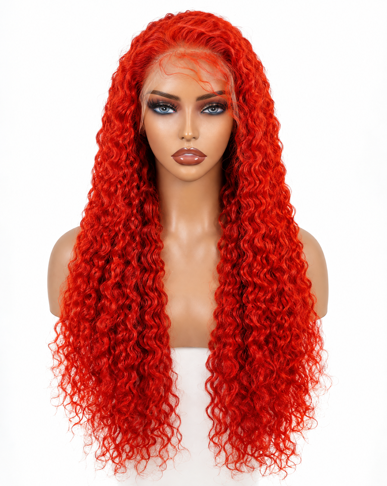 Bohemian 15A Transparent 13x4 Full Frontal 180 Density Fire Red