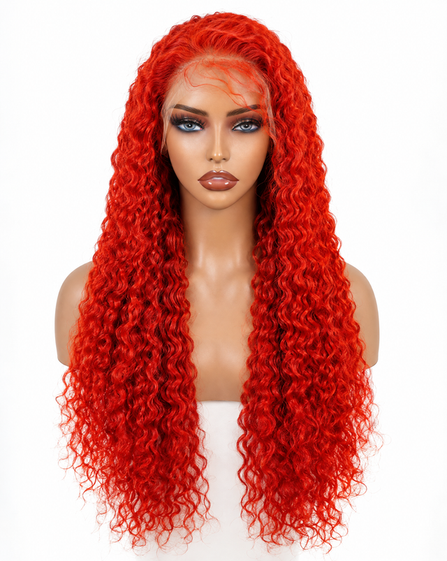 Bohemian 15A Transparent 13x4 Full Frontal 180 Density Fire Red