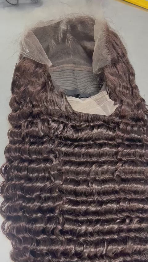 Deep Wave 15A Grade Transparent Full Frontal 13x4 Wig 180 Density Natural