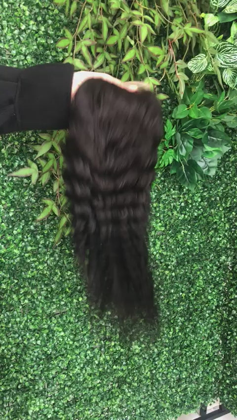 Deep Wave 15A Grade Transparent Full Frontal 13x4 Wig 180 Density Natural