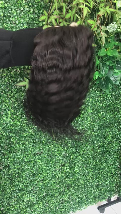 Water Wave 15A Grade Transparent Full Frontal 13x4 Bob Wig 180 Density Natural