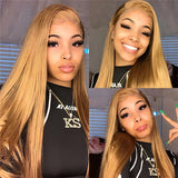 Vera Dolls 100% Human Hair 13x4 27 Blonde Straight Glueless HD Lace Front Wig