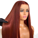 Vera Dolls 100% Human Hair 13x4 33 Auburn Straight Glueless HD Lace Front Wig