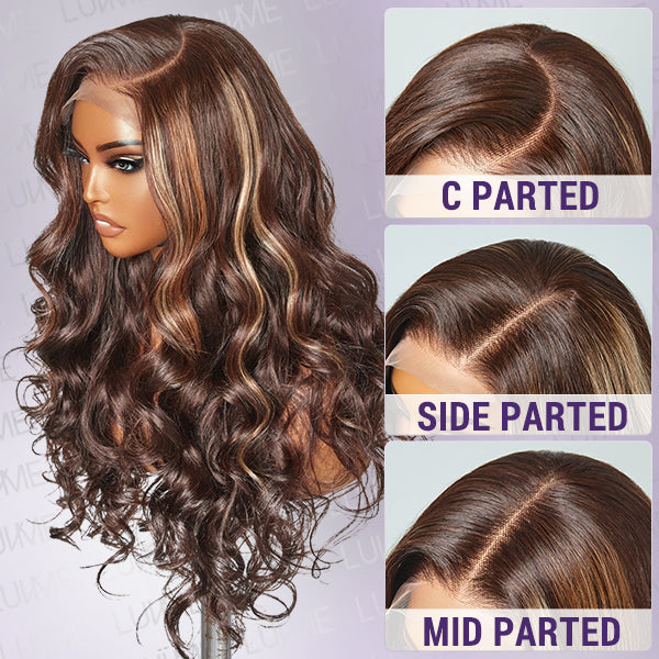 Beyon-Inspired | Blonde Brown Highlight Water Loose Wave 5x5 Closure HD Lace C Part Long Wig 100% Human Hair