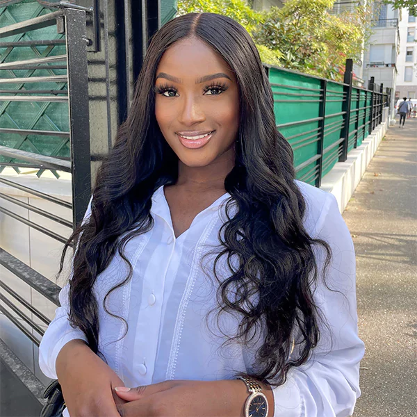 6x6 Closure Lace Middle Part Body Wave Wig 100% Human Hair