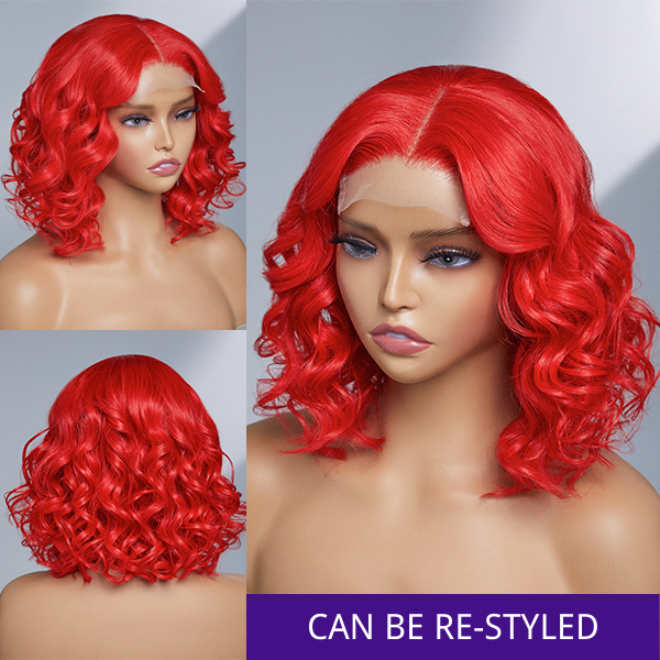 Fairycore Red Glueless 4x4 Closure Bob Wig 100% Human Hair | Halloween Limited
