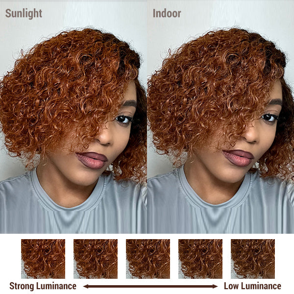 Trendy Mix Brown Short Cut Curly Minimalist HD Lace Glueless Side Part Wig 100% Human Hair