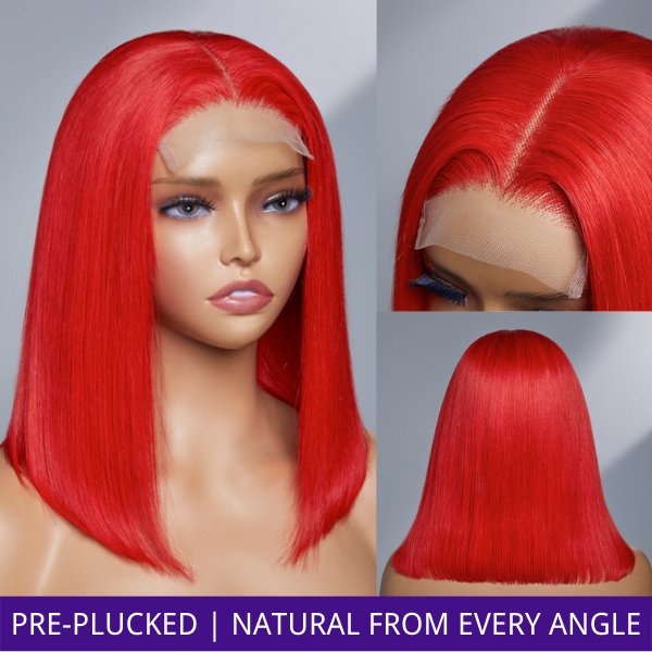 Fairycore Red Glueless 4x4 Closure Bob Wig 100% Human Hair | Halloween Limited