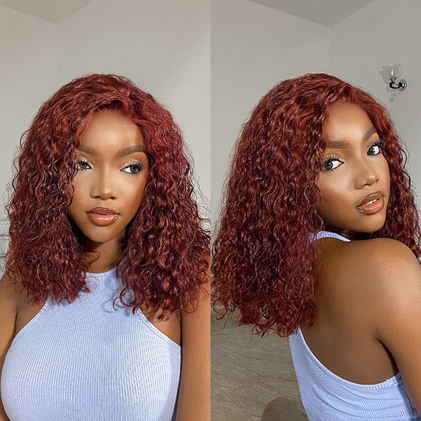 Reddish Brown Glueless Closure  Lace Curly Wig | Pre-plucked