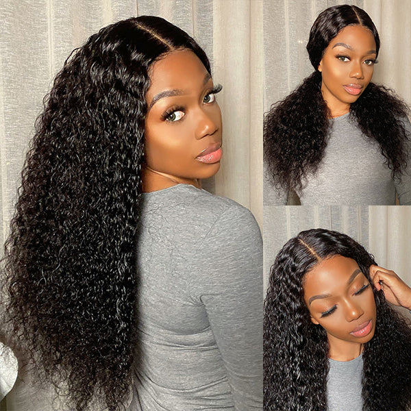 Wet And Wavy | Water Wave 4x4 Closure Lace Glueless Mid Part Long Wig 100% Human Hair